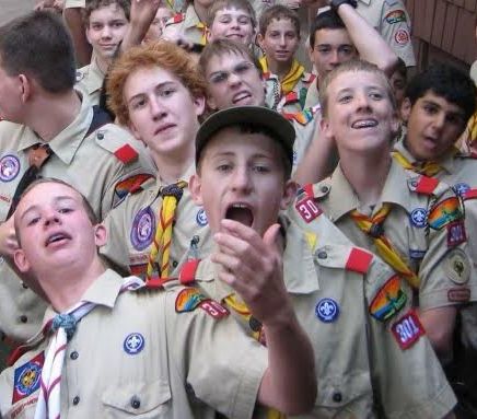 A bunch of Scouts ham for the camera.